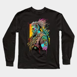 Neon Cyberpunk Viking - V1.04 Long Sleeve T-Shirt